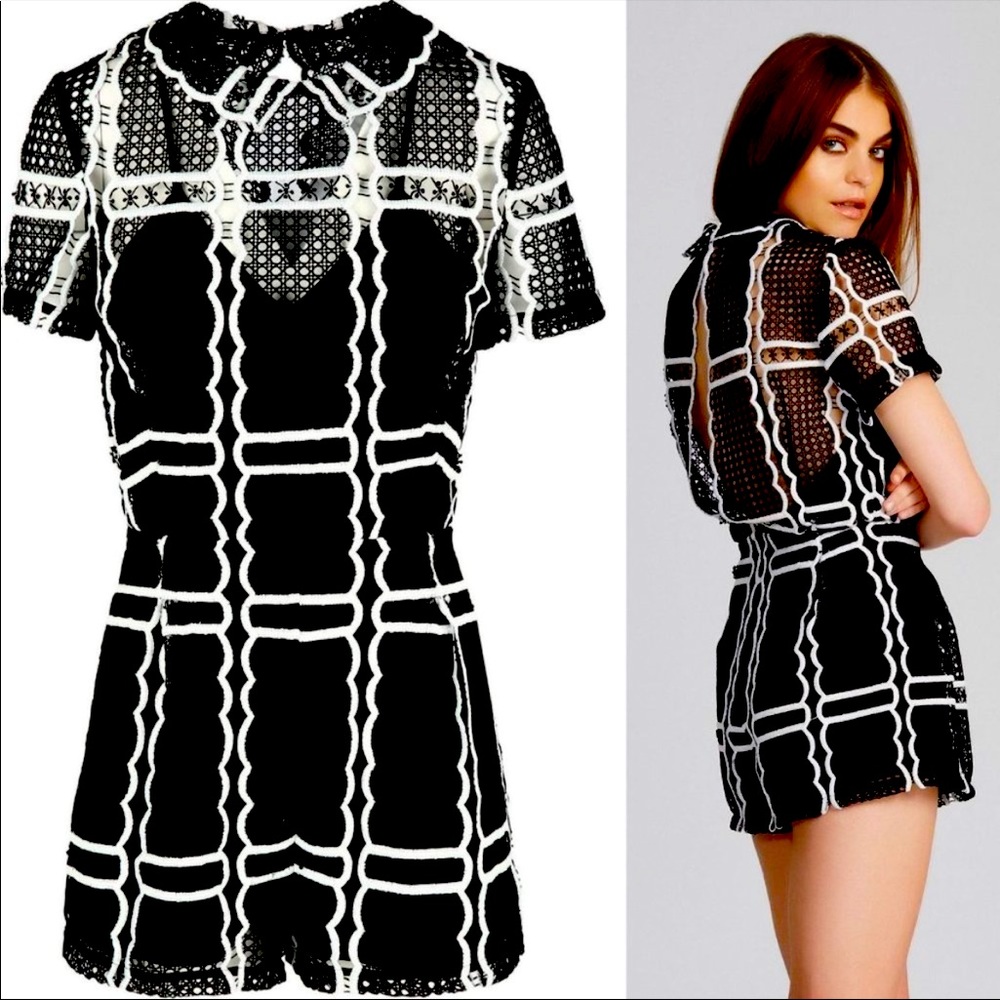 Alice McCall Love Sublime Black White Open Knit Playsuit